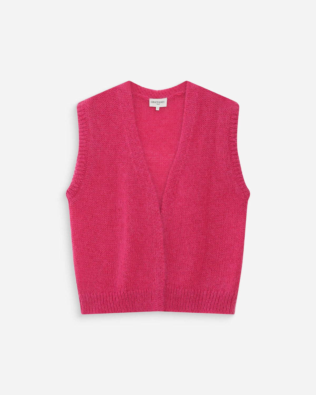 Cardigan laine et mohair sans manches fuchsia Vicomte