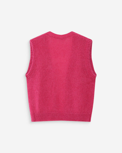 Cardigan laine et mohair sans manches fuchsia Vicomte
