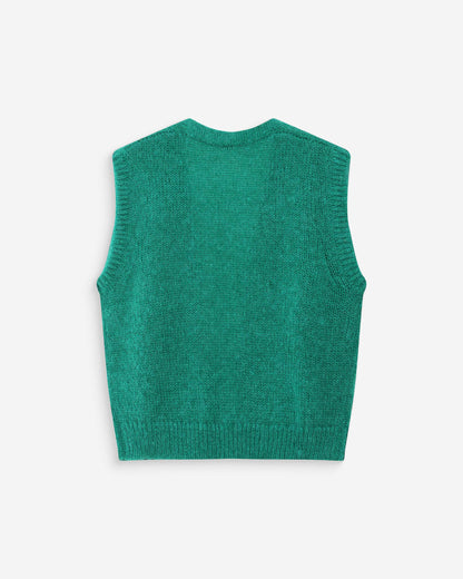Cardigan laine et mohair sans manches vert Vicomte