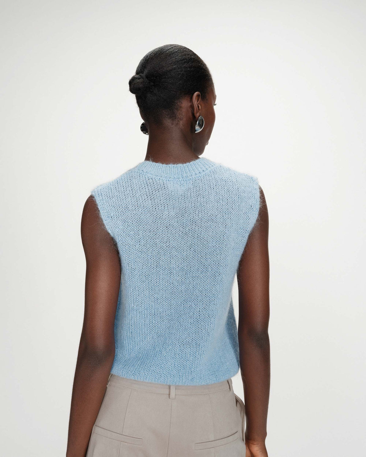 Pull en laine et mohair sans manches bleuet Vollo