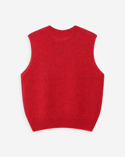 Pull en laine et mohair sans manches rouge Vollo
