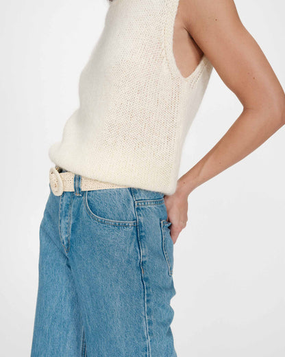 Pull en laine et mohair sans manches vanille Vollo