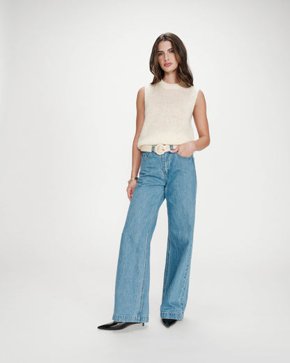 Pull en laine et mohair sans manches vanille Vollo
