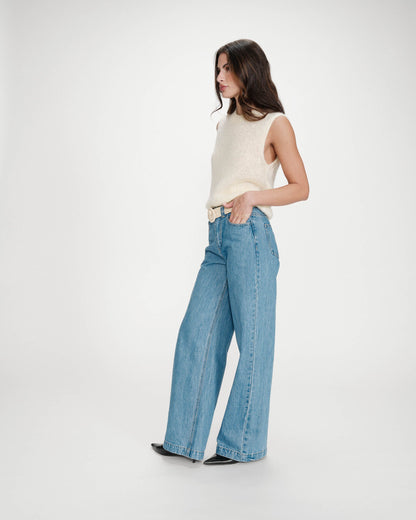 Pull en laine et mohair sans manches vanille Vollo