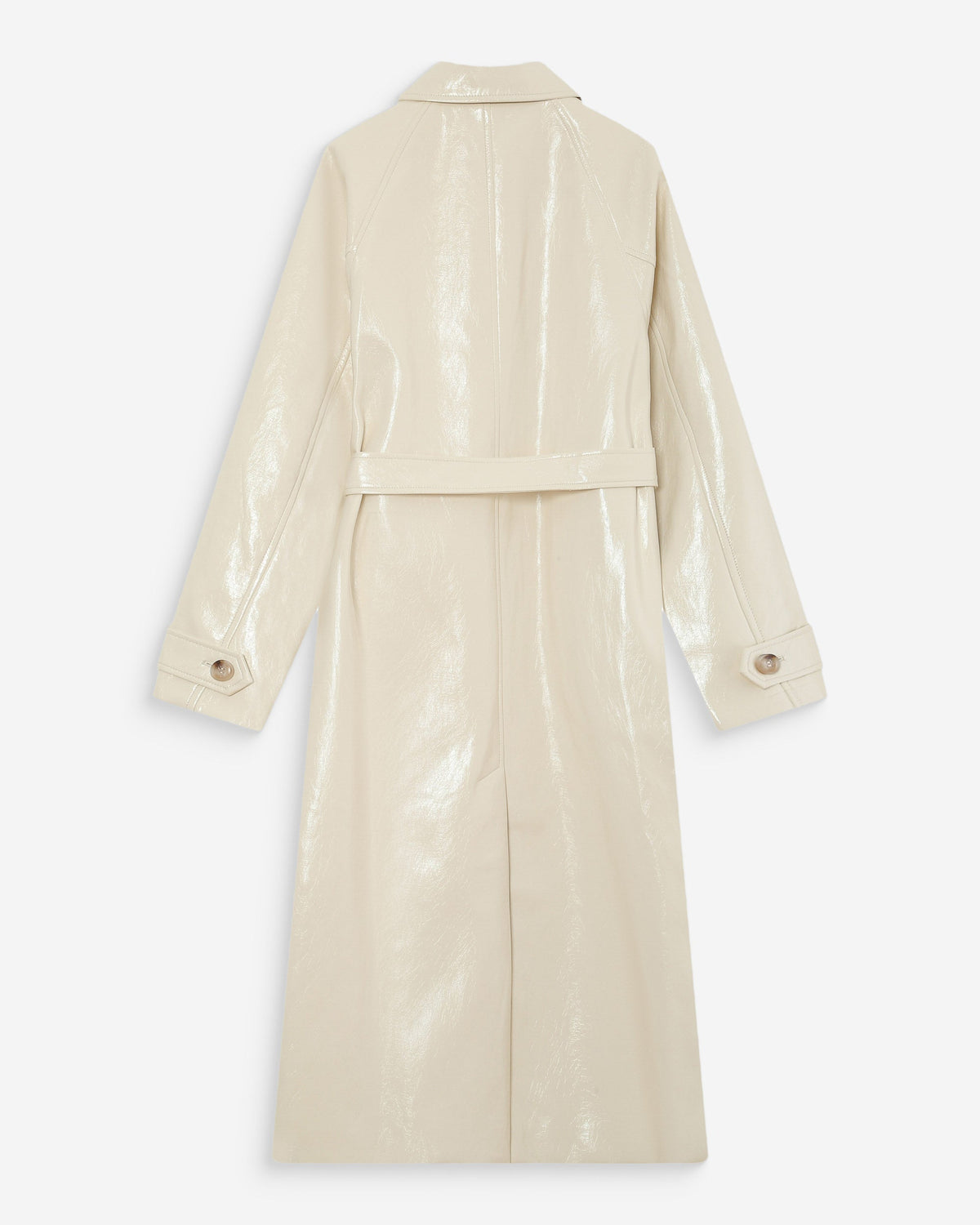 Trench-coat long en vinyle ceinturé vanille Velours