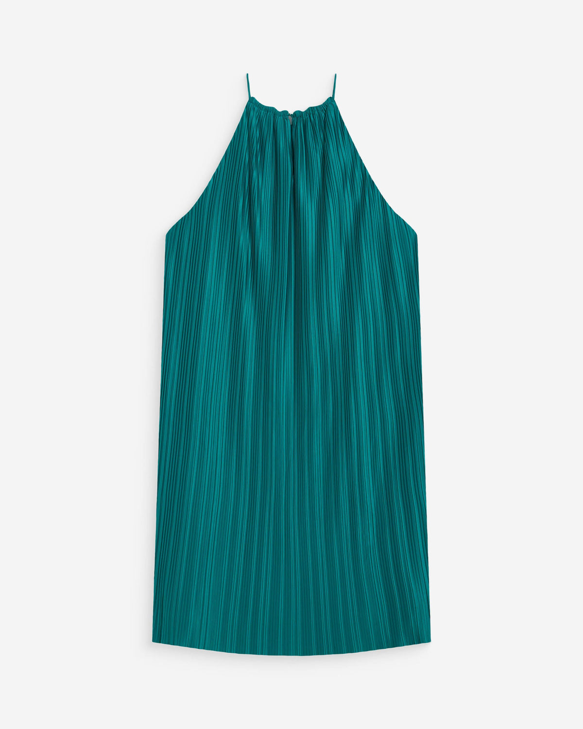 Robe courte plissée à encolure américaine emeraude Wilona