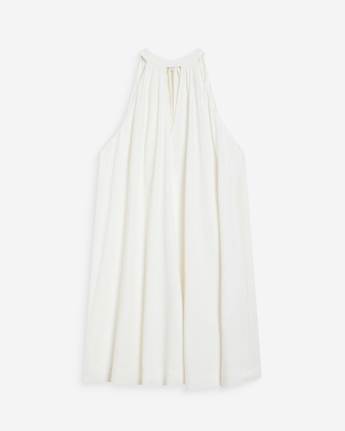 Robe courte évasée en lin dos à nouer white Whola