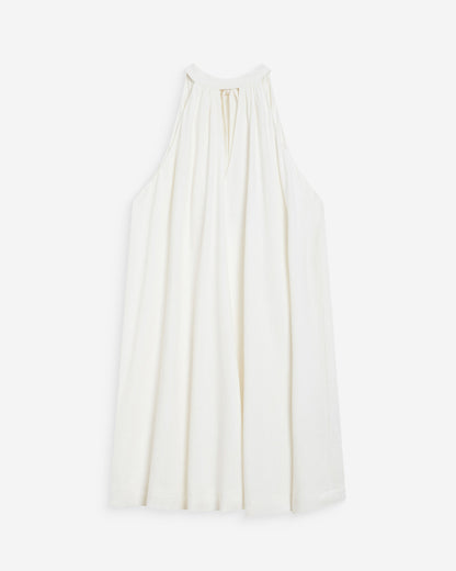 Robe courte évasée en lin dos à nouer white Whola