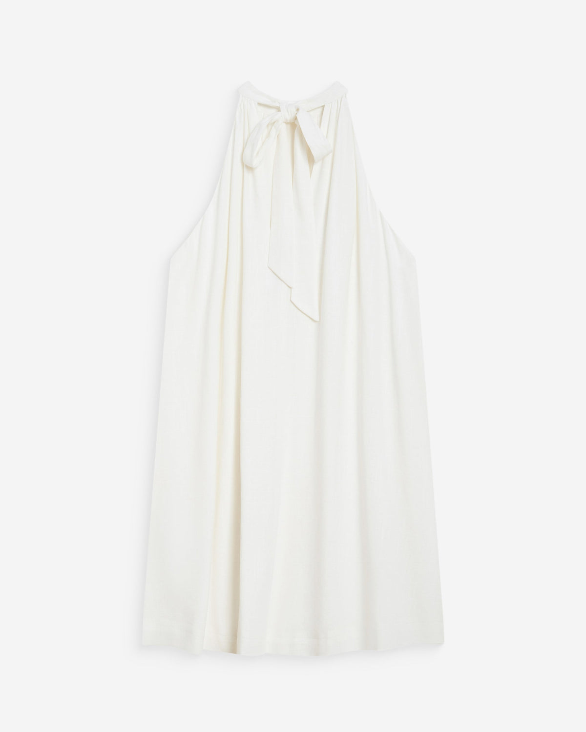 Robe courte évasée en lin dos à nouer white Whola