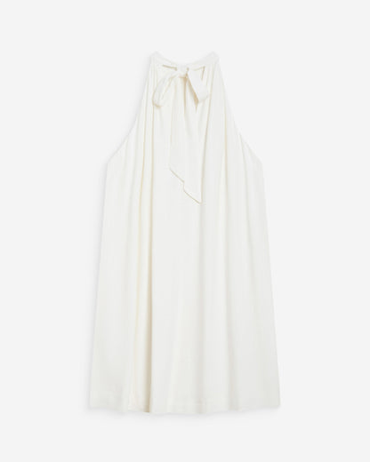 Robe courte évasée en lin dos à nouer white Whola