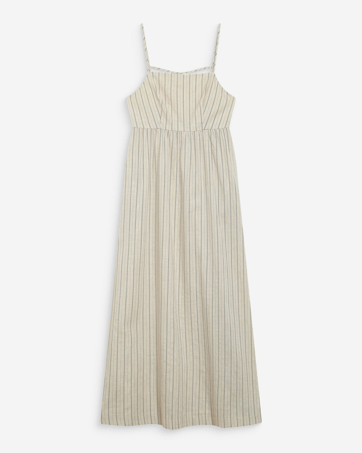 Robe longue rayée dos nu à fines bretelles sable Wyna