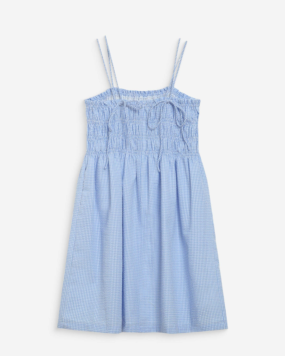 Robe courte en coton à carreaux vichy ciel Willa