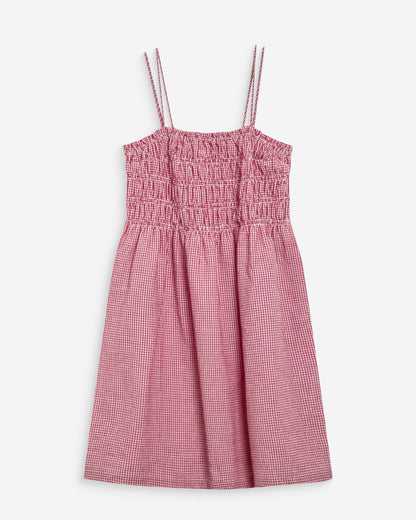 Robe courte en coton à carreaux vichy rouge Willa