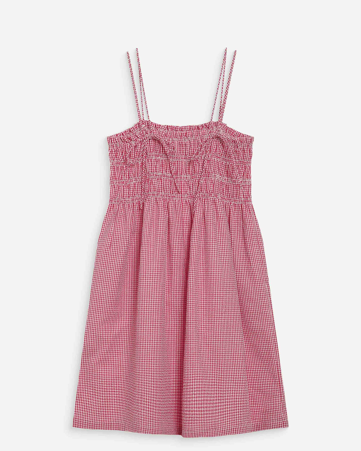 Robe courte en coton à carreaux vichy rouge Willa