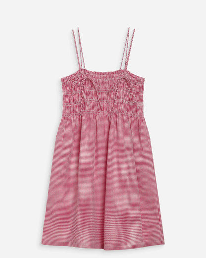 Robe courte en coton à carreaux vichy rouge Willa