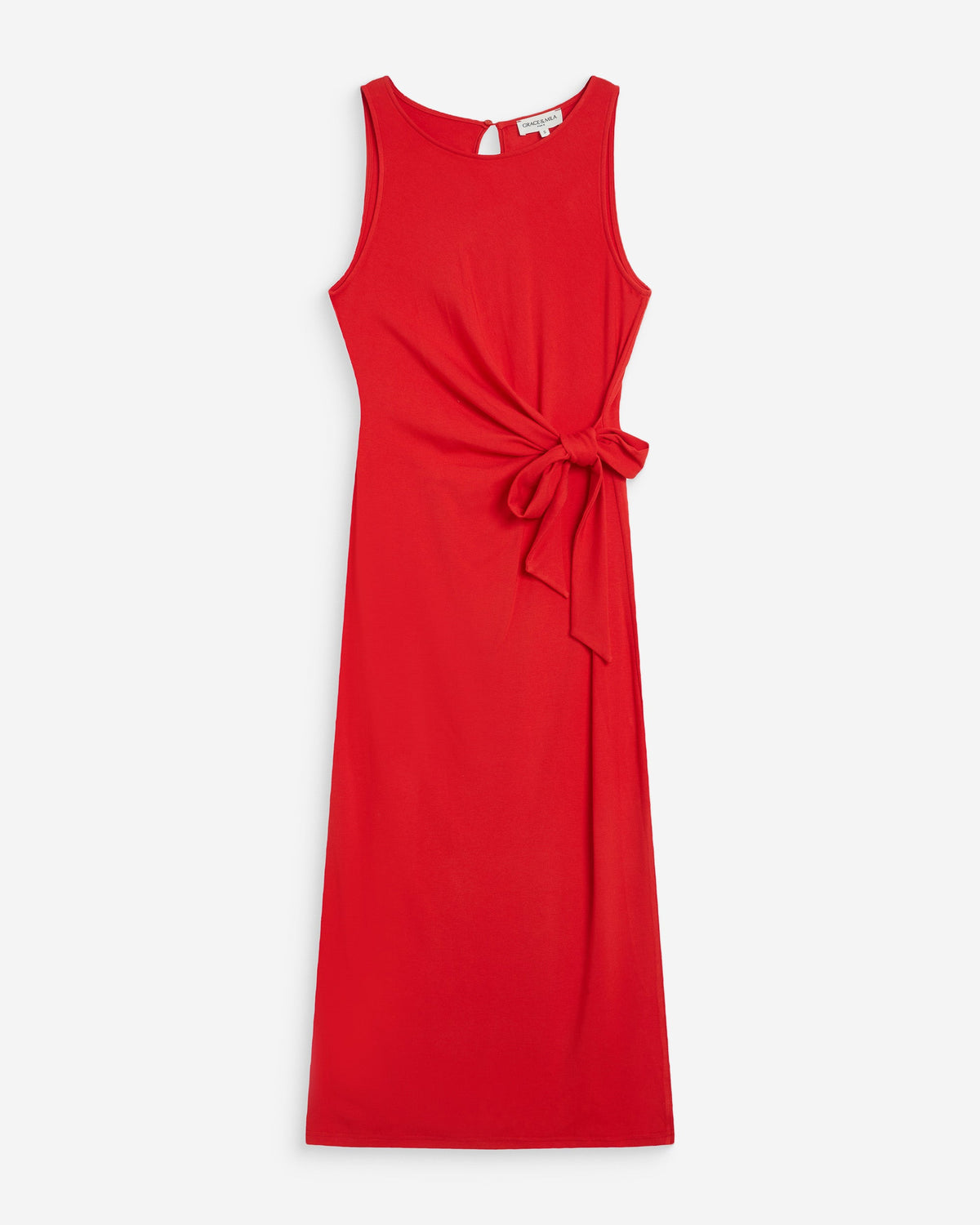Robe longue drapée taille à nouer rouge Wyla
