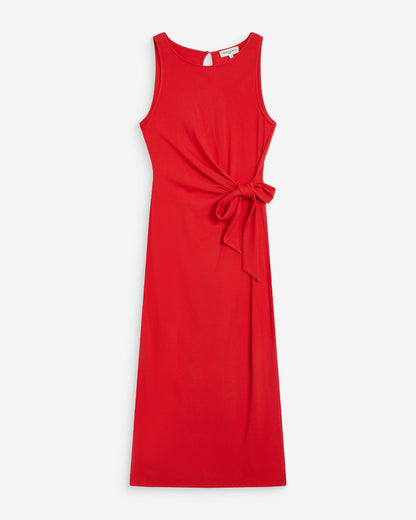 Robe longue drapée taille à nouer rouge Wyla
