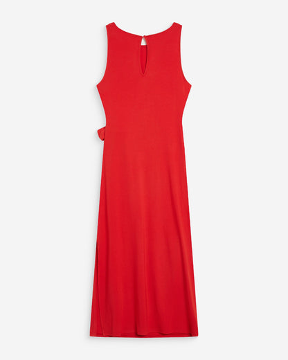 Robe longue drapée taille à nouer rouge Wyla
