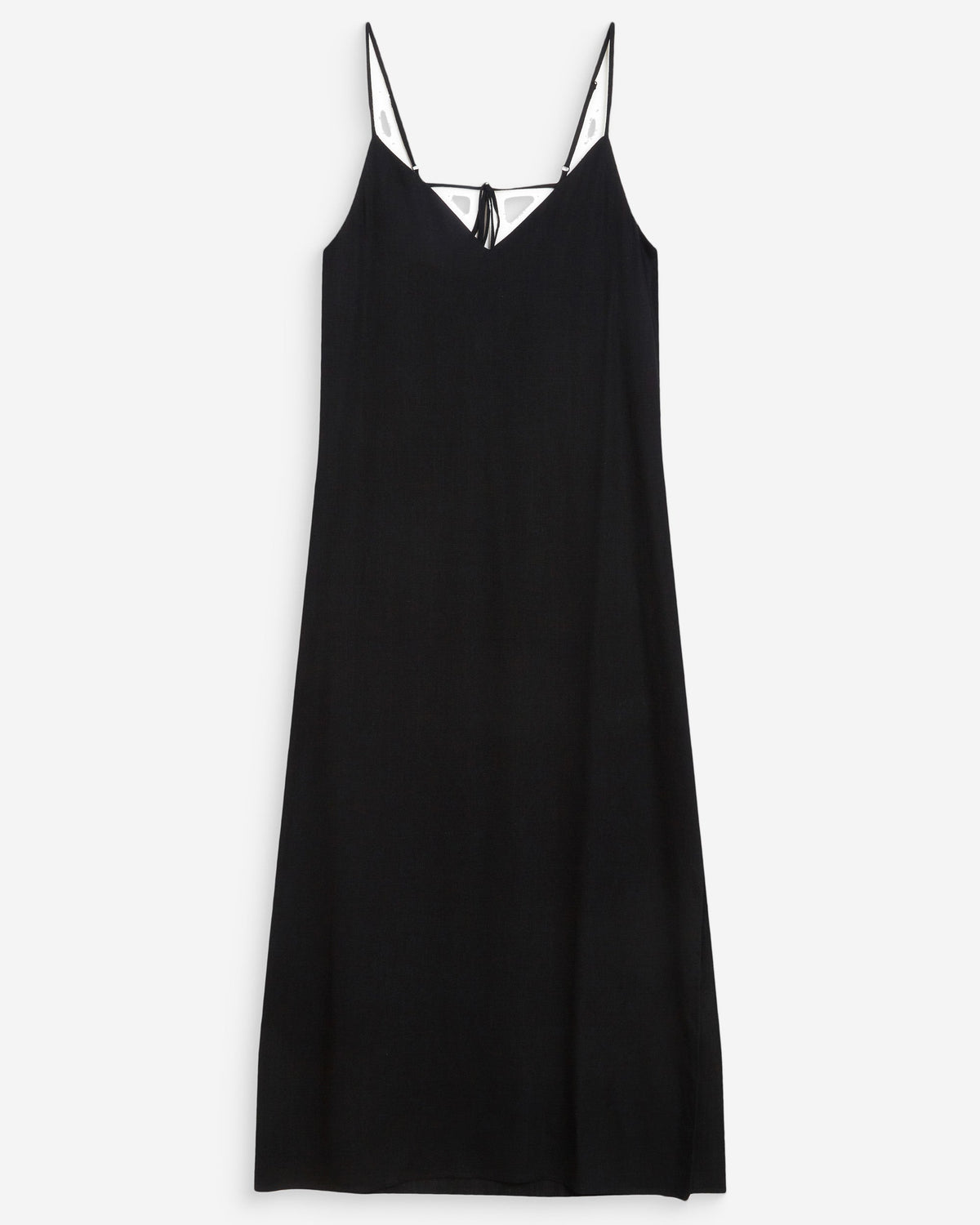 Robe longue en lin col V dos nu à nouer noir Wendra