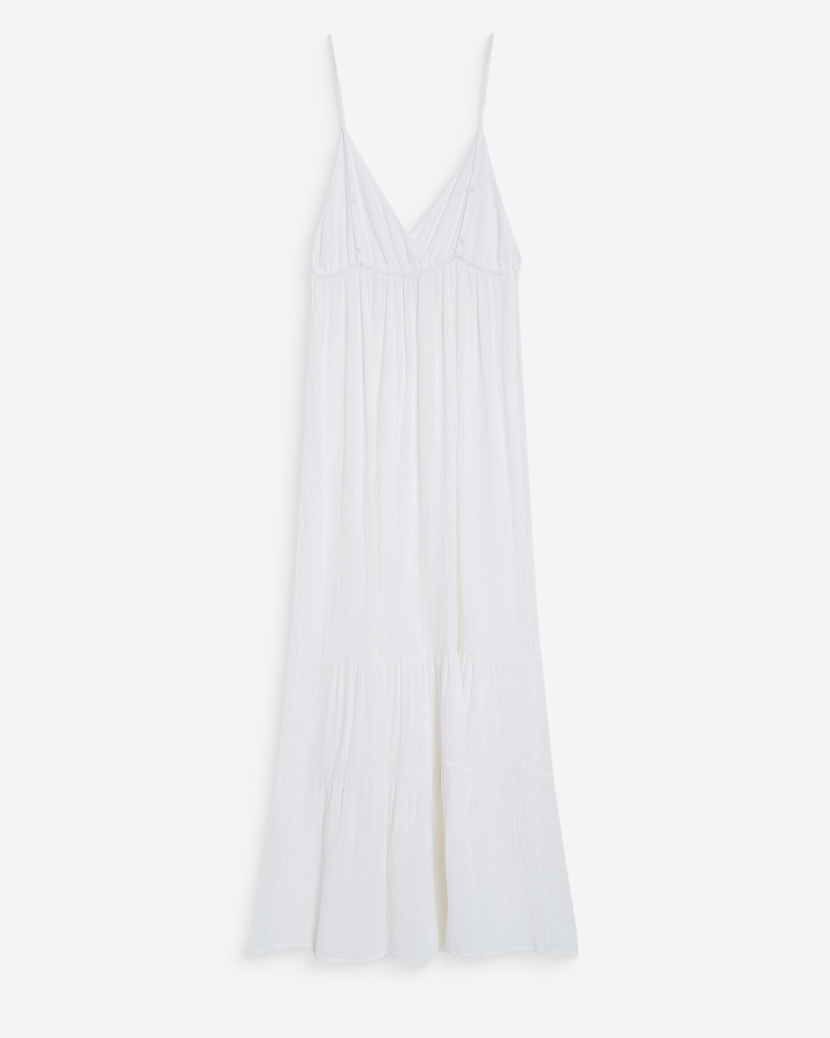 Robe longue fluide en coton col V à bretelles white Wynora