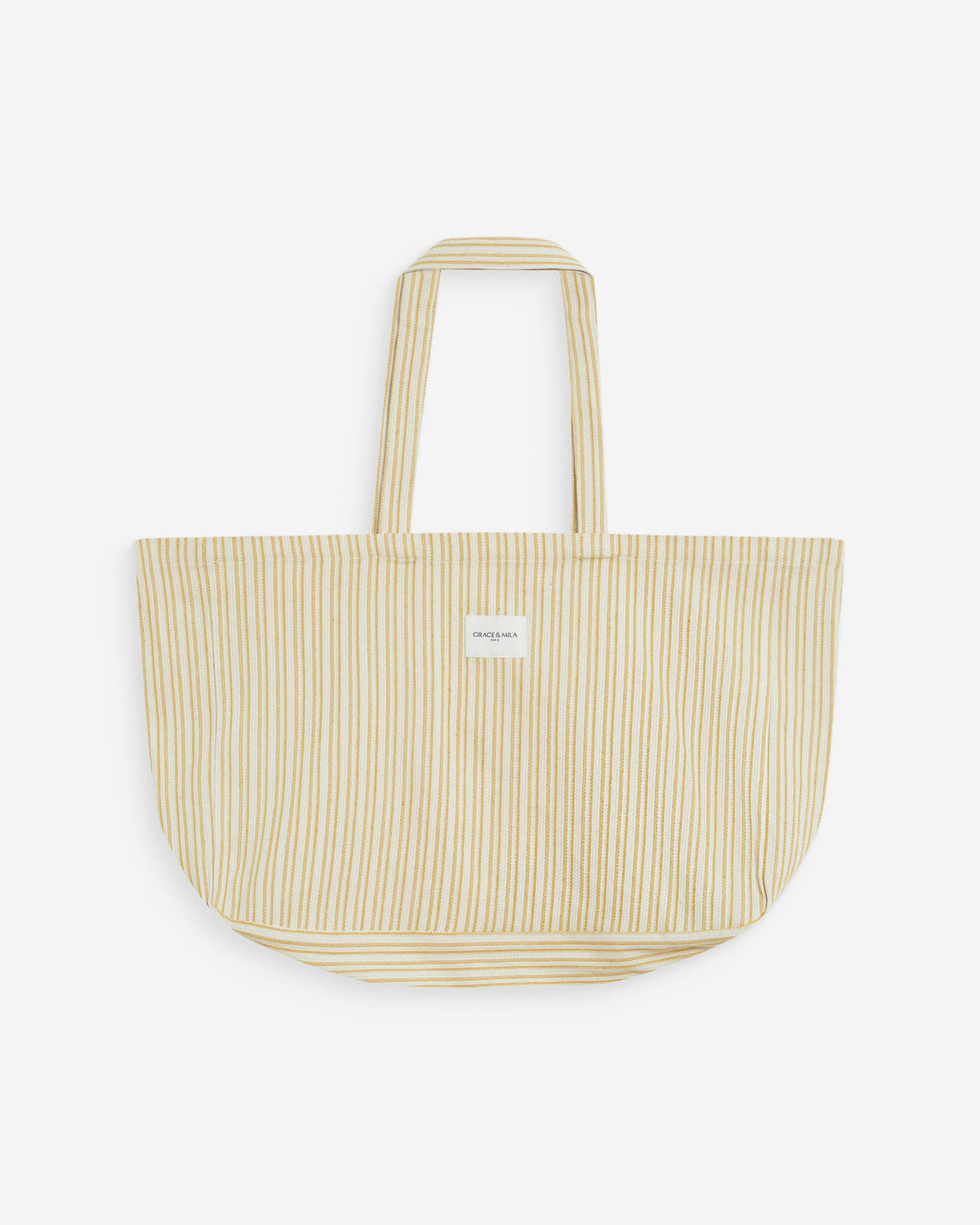 Tote bag large en coton rayé jaune Wanda