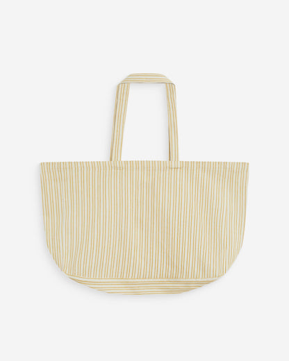 Tote bag large en coton rayé jaune Wanda
