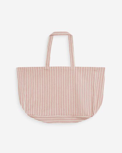 Tote bag large en coton rayé rouge Wanda