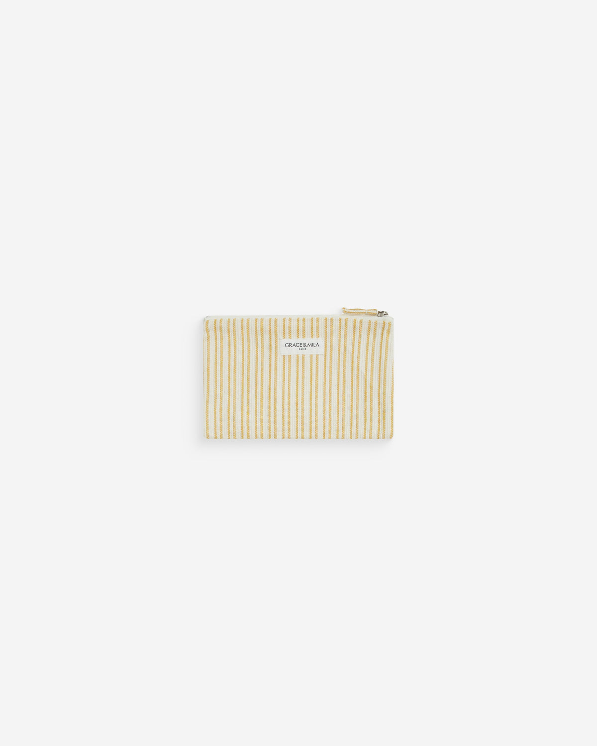 Pochette zippée en coton rayée jaune Wilene