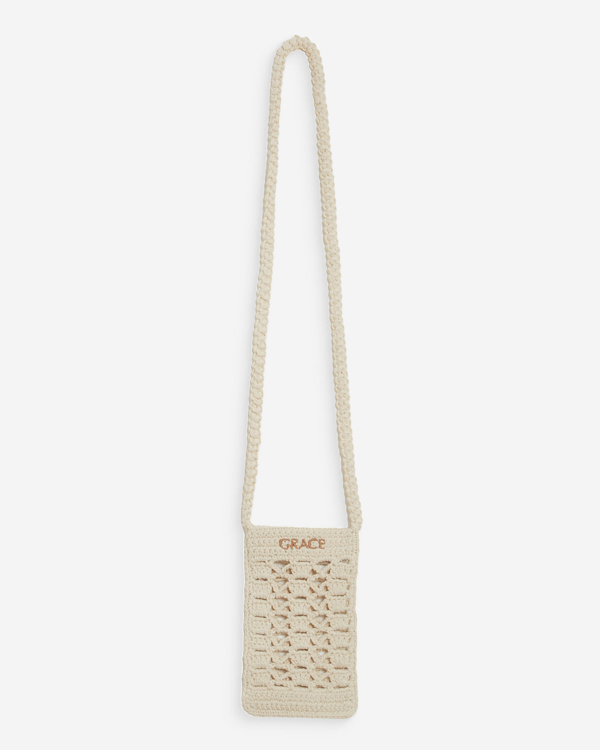 Pochette bandoulière de téléphone en crochet ecru Walt