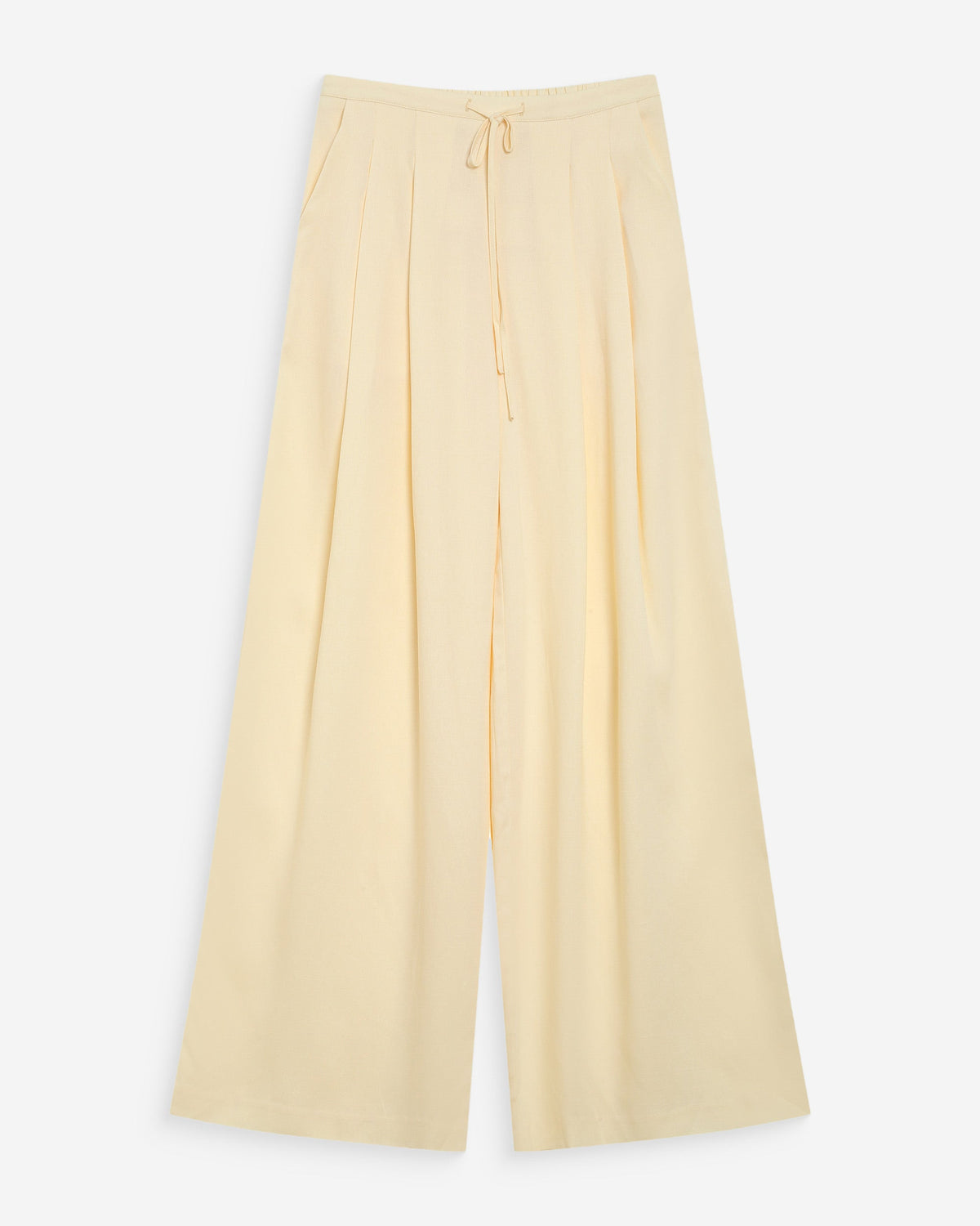 Pantalon tailleur en lin fluide jaune Wally