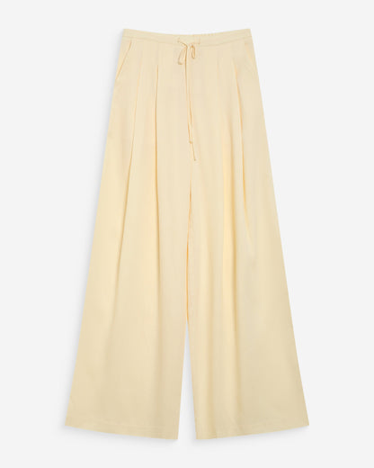 Pantalon tailleur en lin fluide jaune Wally
