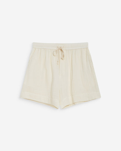 Short large taille haute en gaze de coton ecru Wasabi
