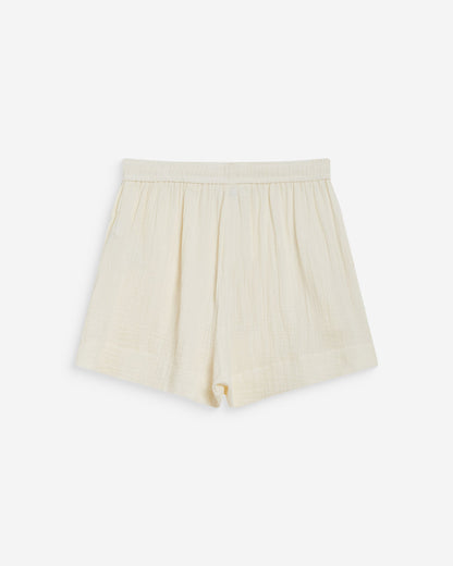 Short large taille haute en gaze de coton ecru Wasabi