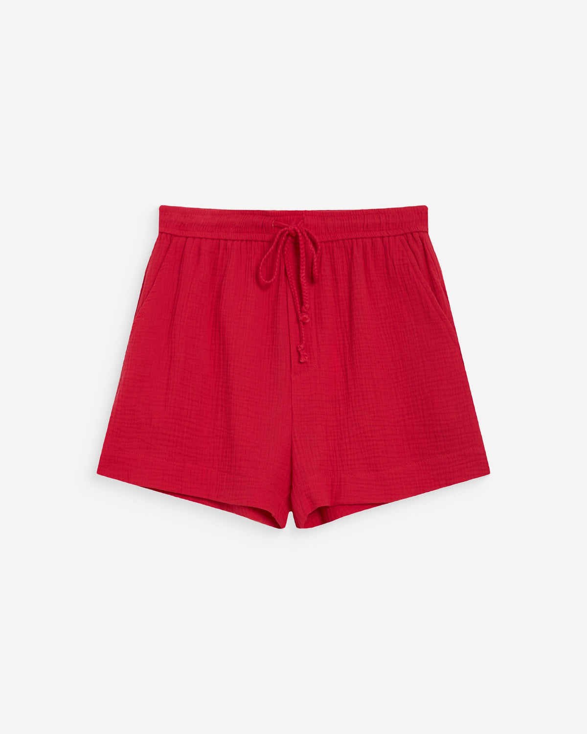 Short large taille haute en gaze de coton fuchsia Wasabi