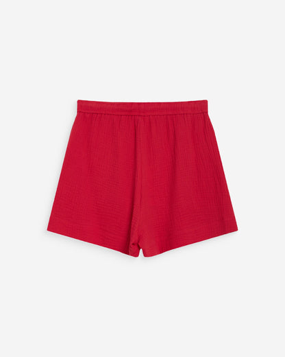 Short large taille haute en gaze de coton fuchsia Wasabi