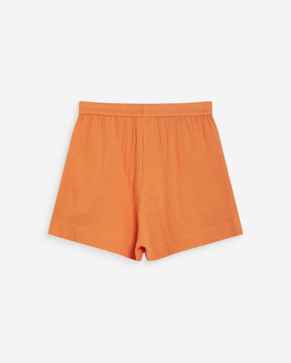 Short large taille haute en gaze de coton orange Wasabi