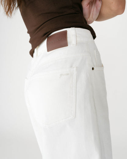Bermuda long en jean taille haute ecru Will