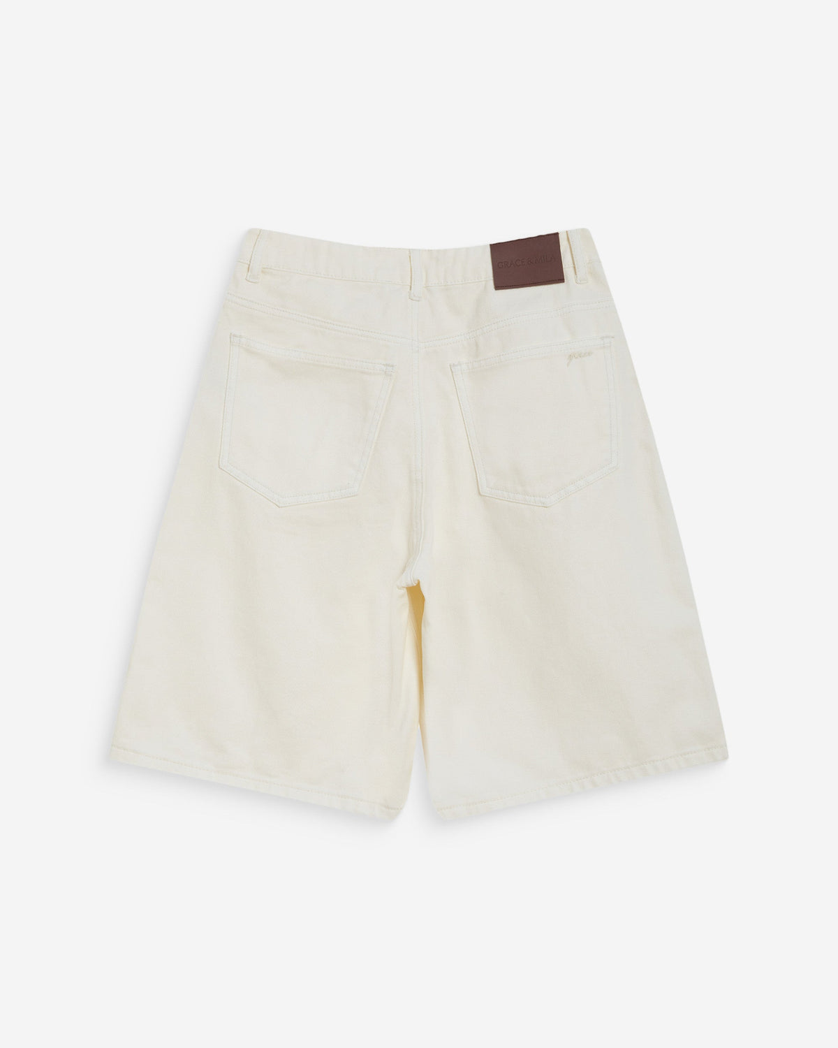Bermuda long en jean taille haute ecru Will