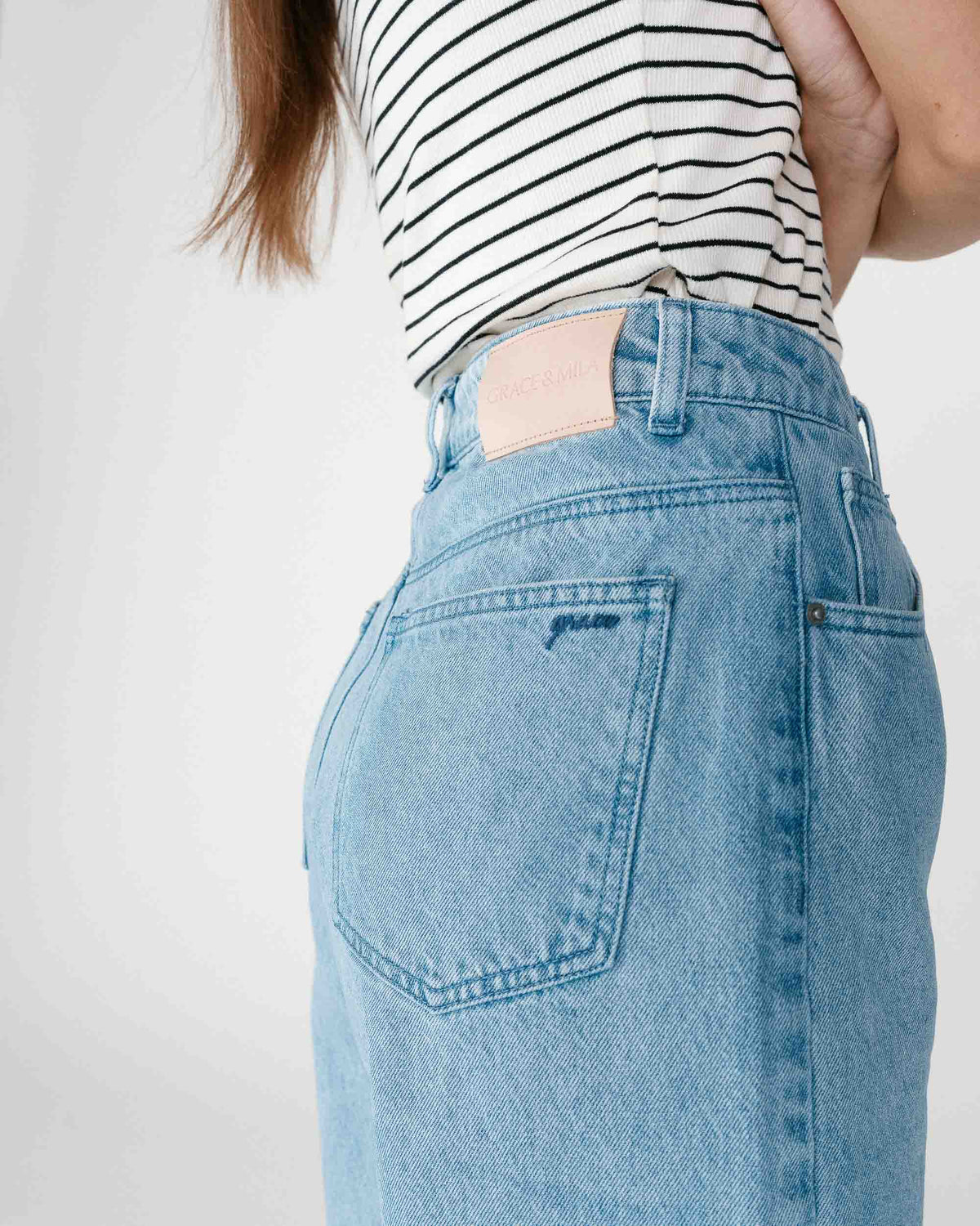 Bermuda long en jean taille haute skyblue Will