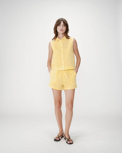 Short en coton à carreaux vichy jaune Waylen