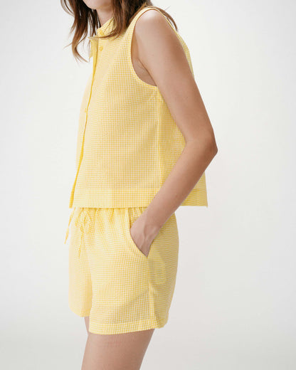 Short en coton à carreaux vichy jaune Waylen