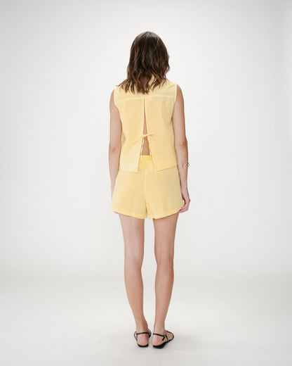 Short en coton à carreaux vichy jaune Waylen