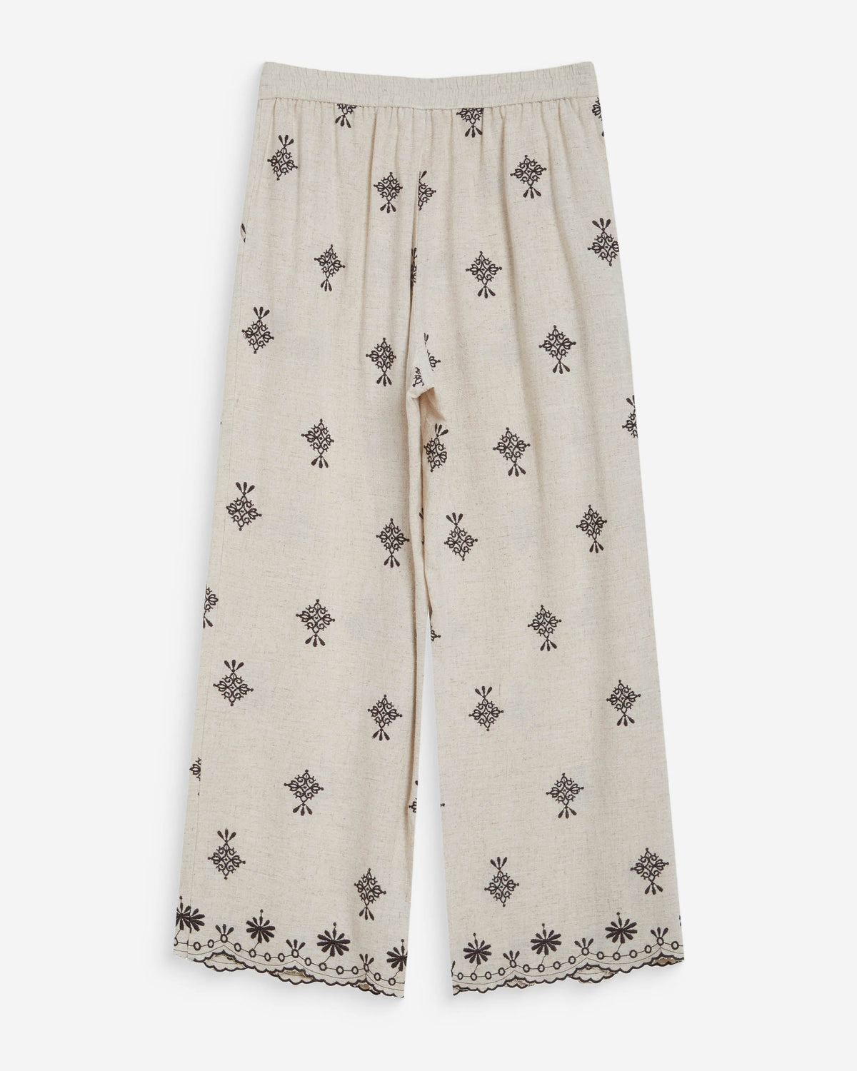 Pantalon droit brodé 7/8 chocolat Waren