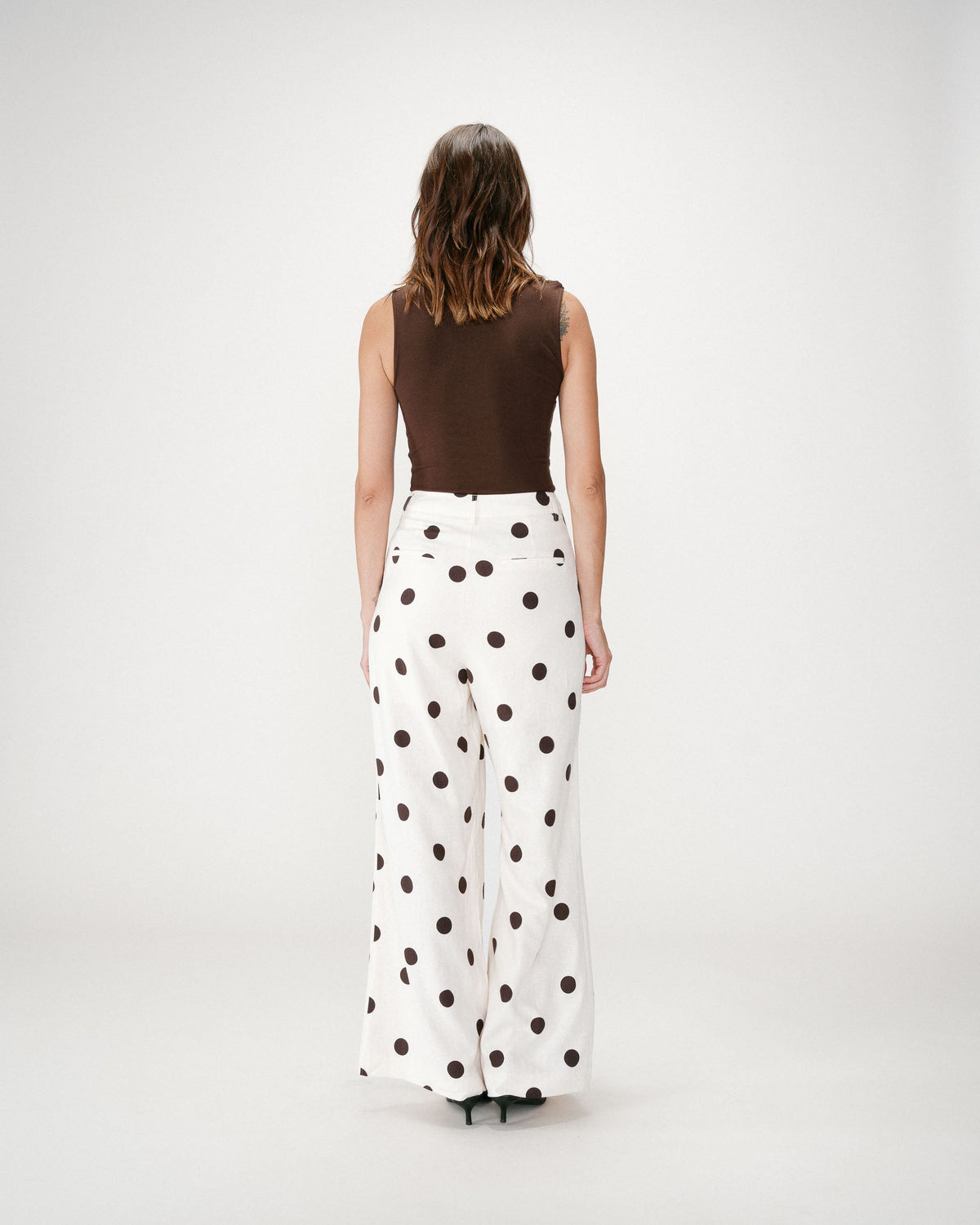 Pantalon large à pois ecru Wynell