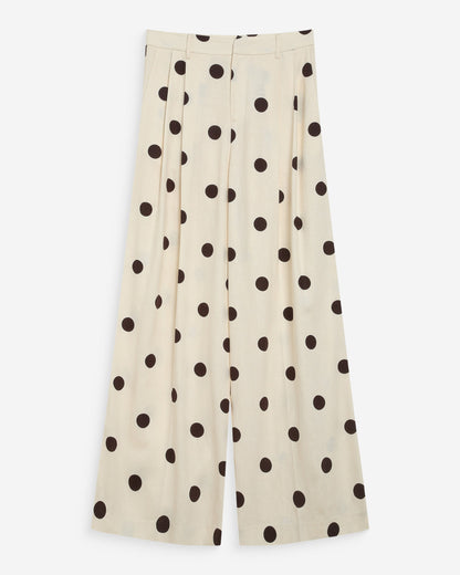Pantalon large à pois ecru Wynell