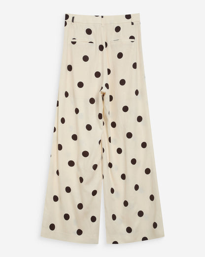 Pantalon large à pois ecru Wynell