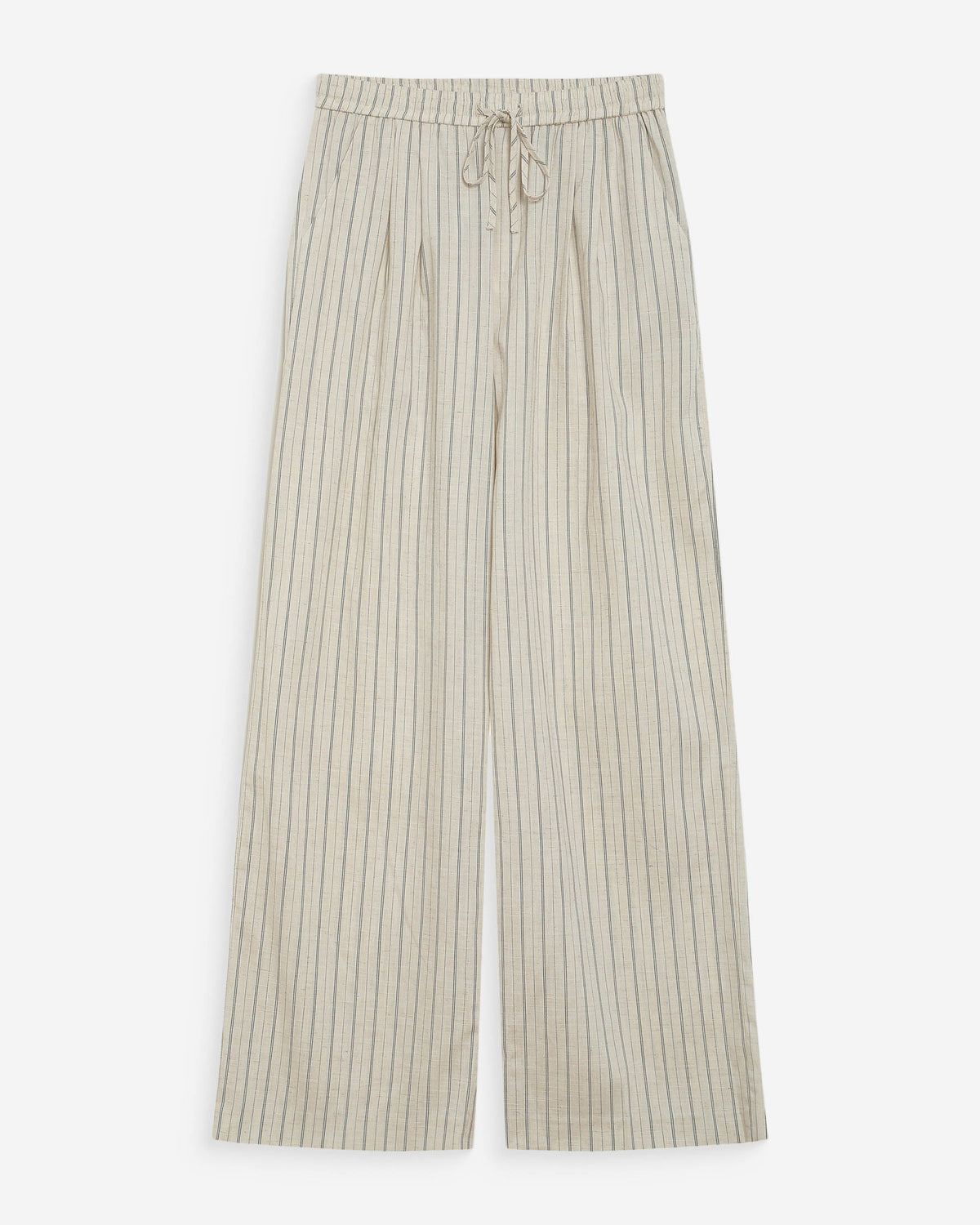 Pantalon ample en lin et tencel rayé sable Weston