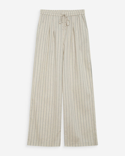 Pantalon ample en lin et tencel rayé sable Weston