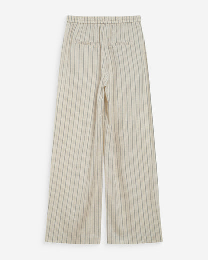 Pantalon ample en lin et tencel rayé sable Weston