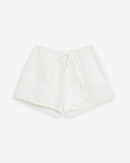 Short large en coton brodé poches italiennes white Wyler